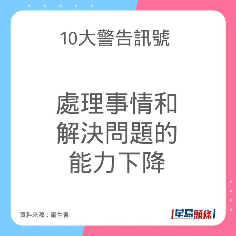 認知障礙症（腦退化症）10大警告訊號