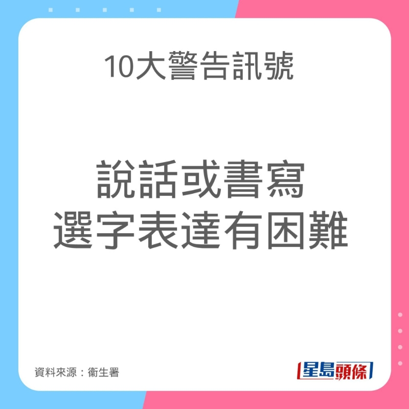 認知障礙症（腦退化症）10大警告訊號