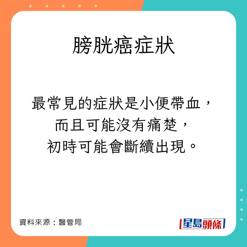 醫管局分享膀胱癌的症狀。