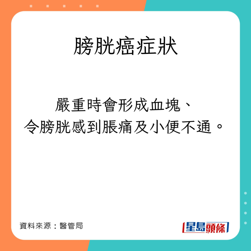 醫管局分享膀胱癌的症狀。