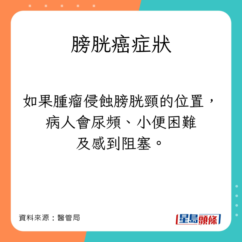 醫管局分享膀胱癌的症狀。