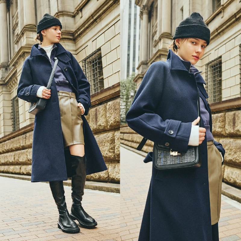 男女装人气秋冬服饰，COZY MELTON Balmacaan coat $499