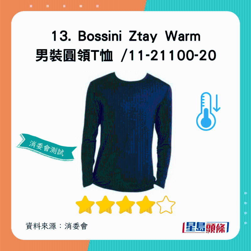 Bossini Ztay Warm 男装圆领T恤：总评获4星